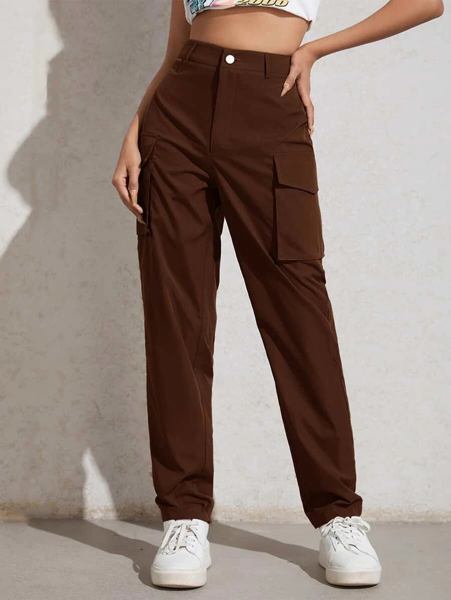 High Waisted Flap Pocket Zip Fly Pants – back view detail