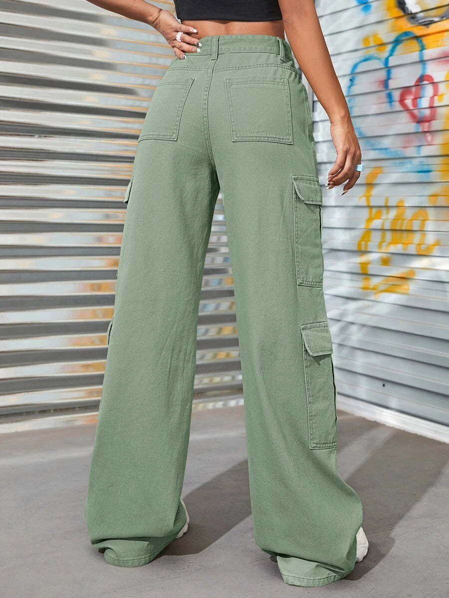 Denim Flap Pocket Cargo Jeans