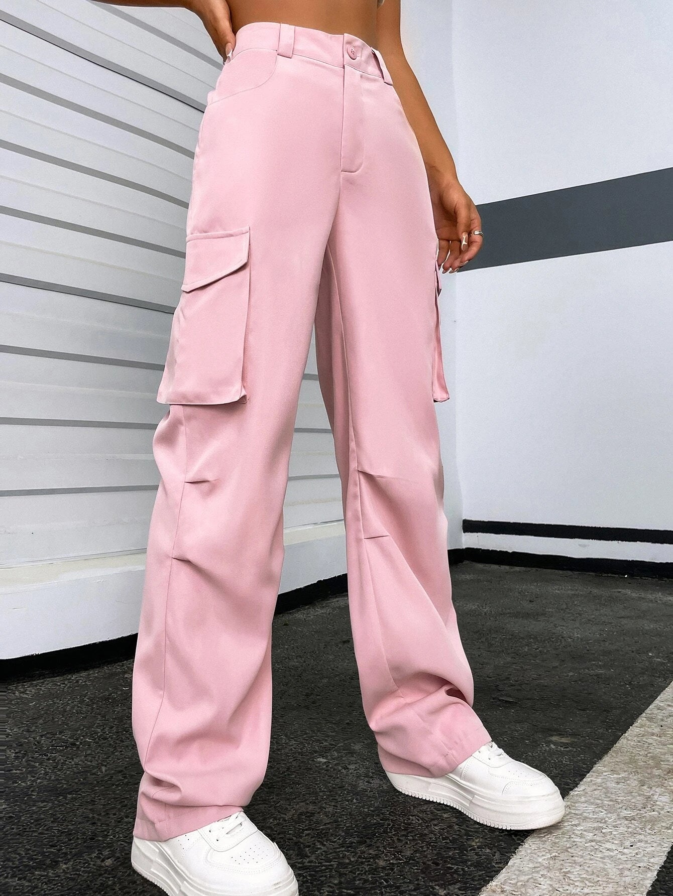 Casual Flap Pocket Pants – pocket detail close-up