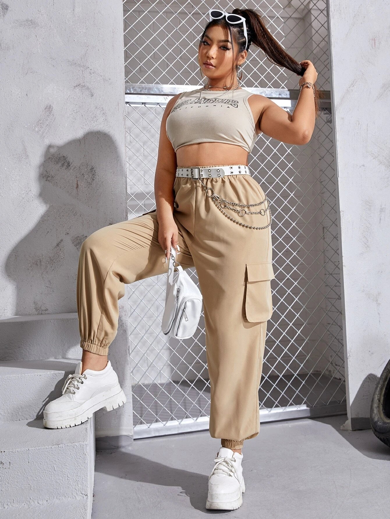 Flap Pocket Cargo Pants in Black #ts-9 – styled outfit view