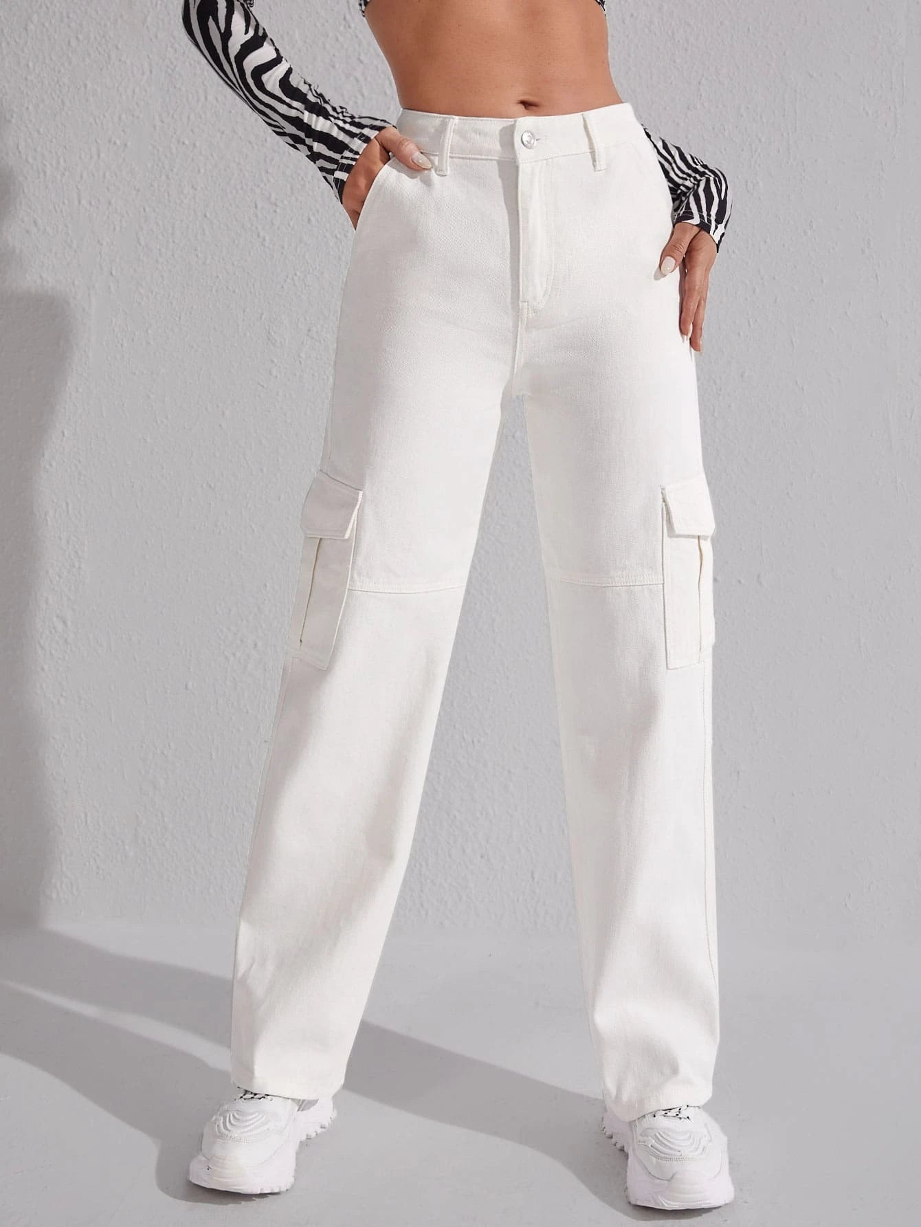 High Waist Cargo Pocket JeansHigh Waist Cargo Pocket Jeans - Image 6