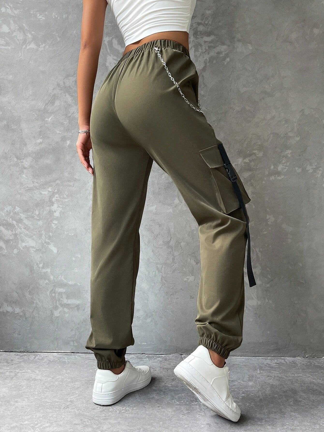 Pocket Buckle Tape Cargo Pant – styled outfit view