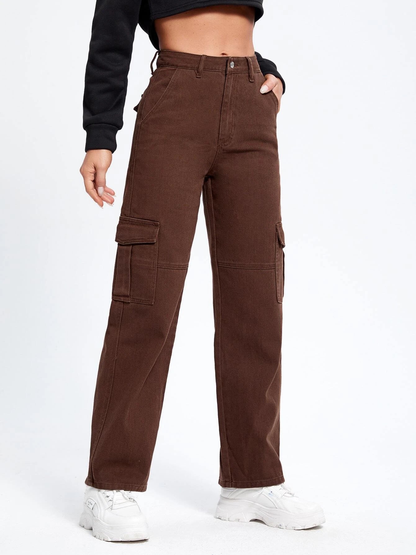 High Waist Cargo Pocket JeansHigh Waist Cargo Pocket Jeans - Image 2