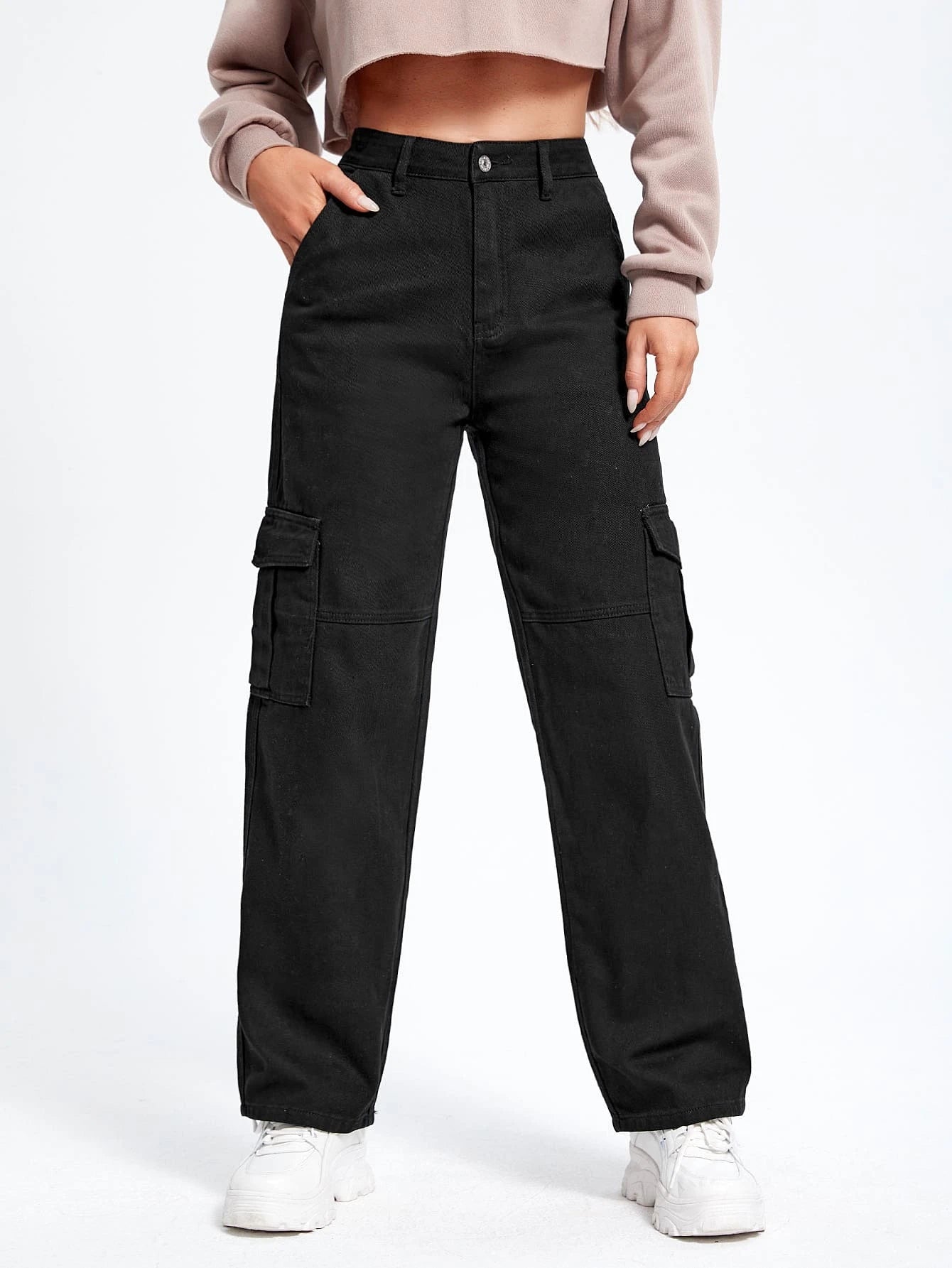 High Waist Cargo Pocket JeansHigh Waist Cargo Pocket Jeans - Image 16