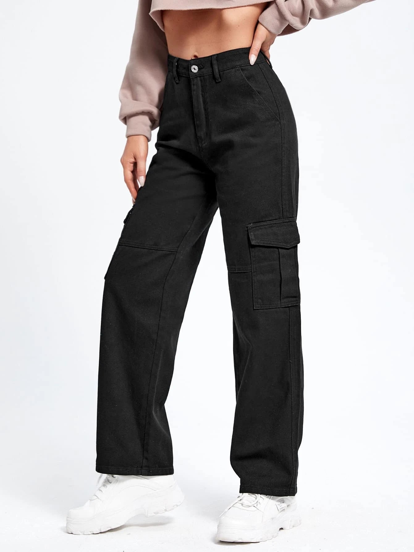 High Waist Cargo Pocket JeansHigh Waist Cargo Pocket Jeans - Image 15