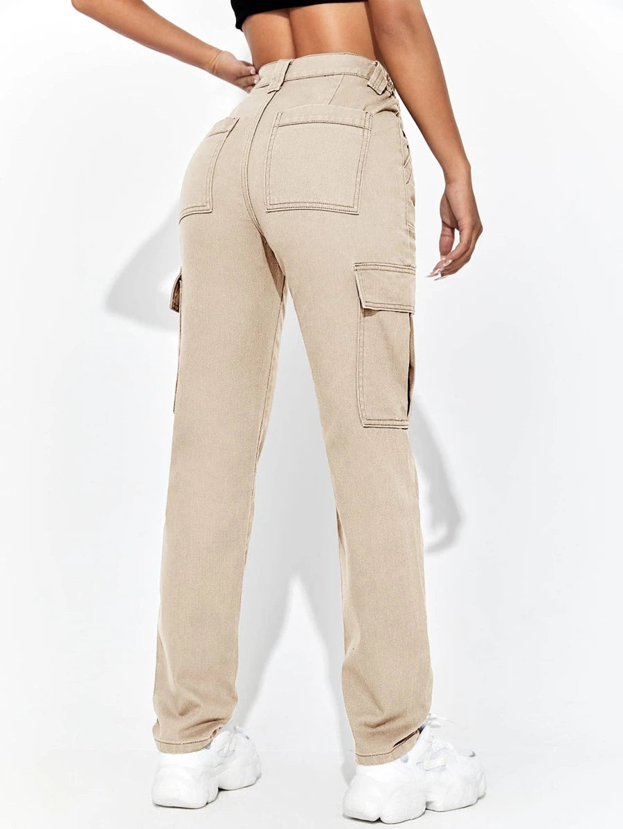 Denim Flap Pocket Side Cargo Jeans – back view detail