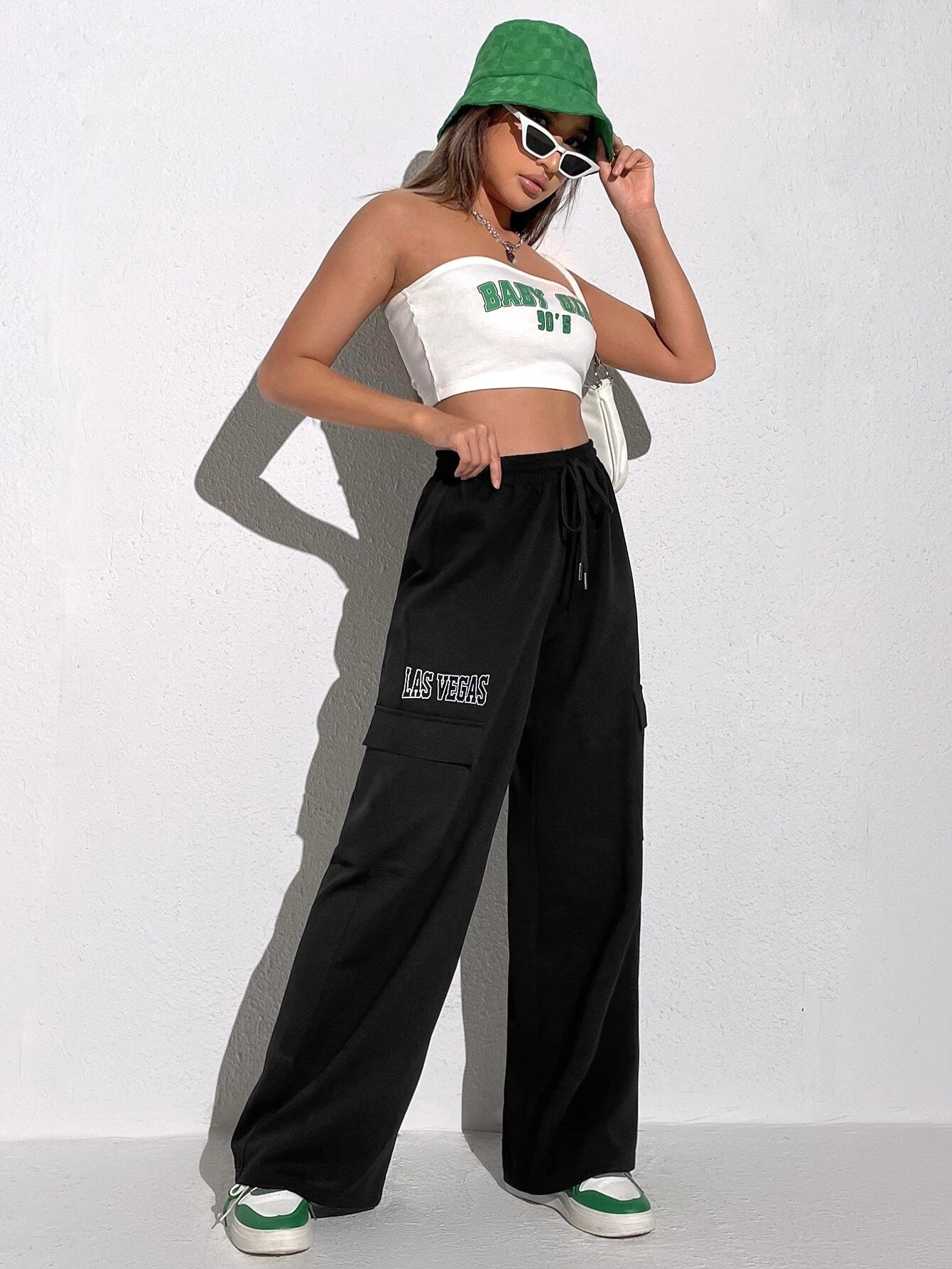 Casual Flap Pocket Cargo Pants Style 2 – full length outfit view