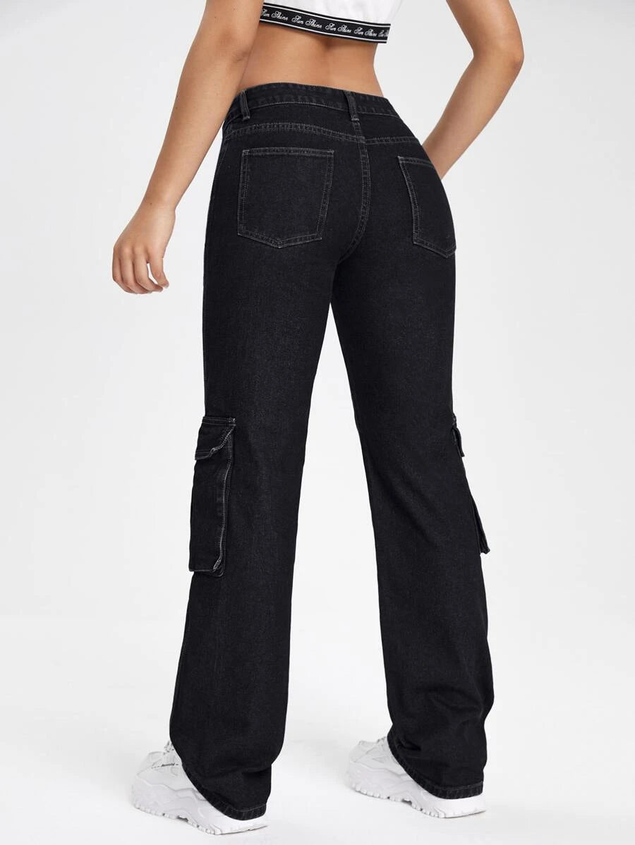 Denim Side Pocket Flap Cargo JeansDenim Side Pocket Flap Cargo Jeans - Image 5