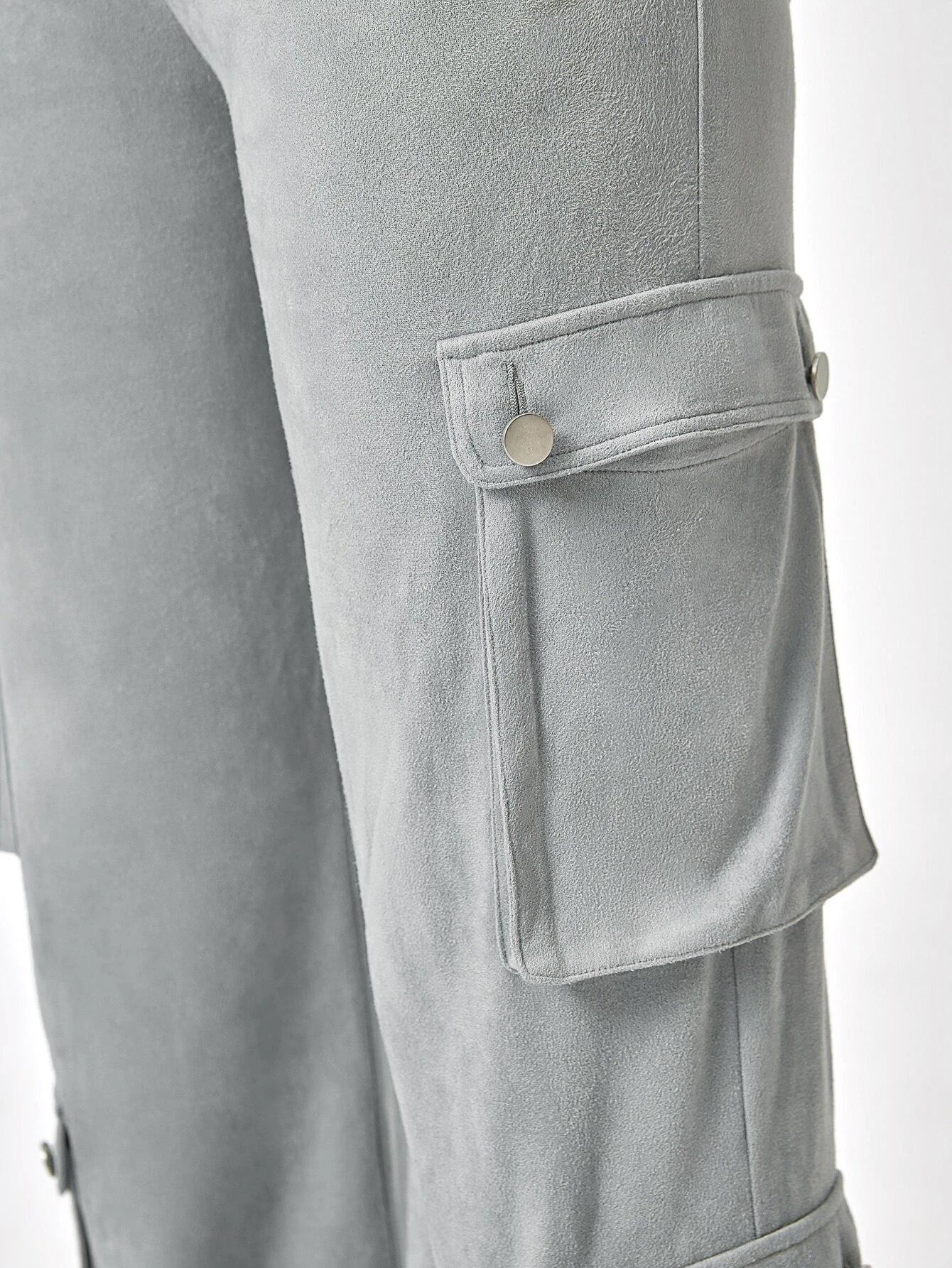 Plain Flap Pocket Side Casual Cargo Pants #ants – back view detail
