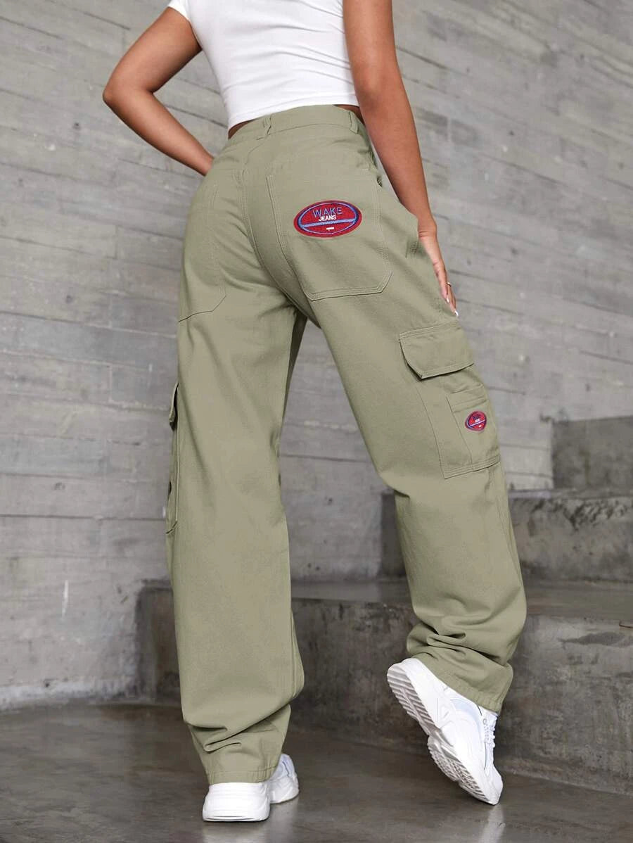 Denim High Waist Flap Pocket Wide Leg JeansDenim High Waist Flap Pocket Wide Leg Jeans - Image 41