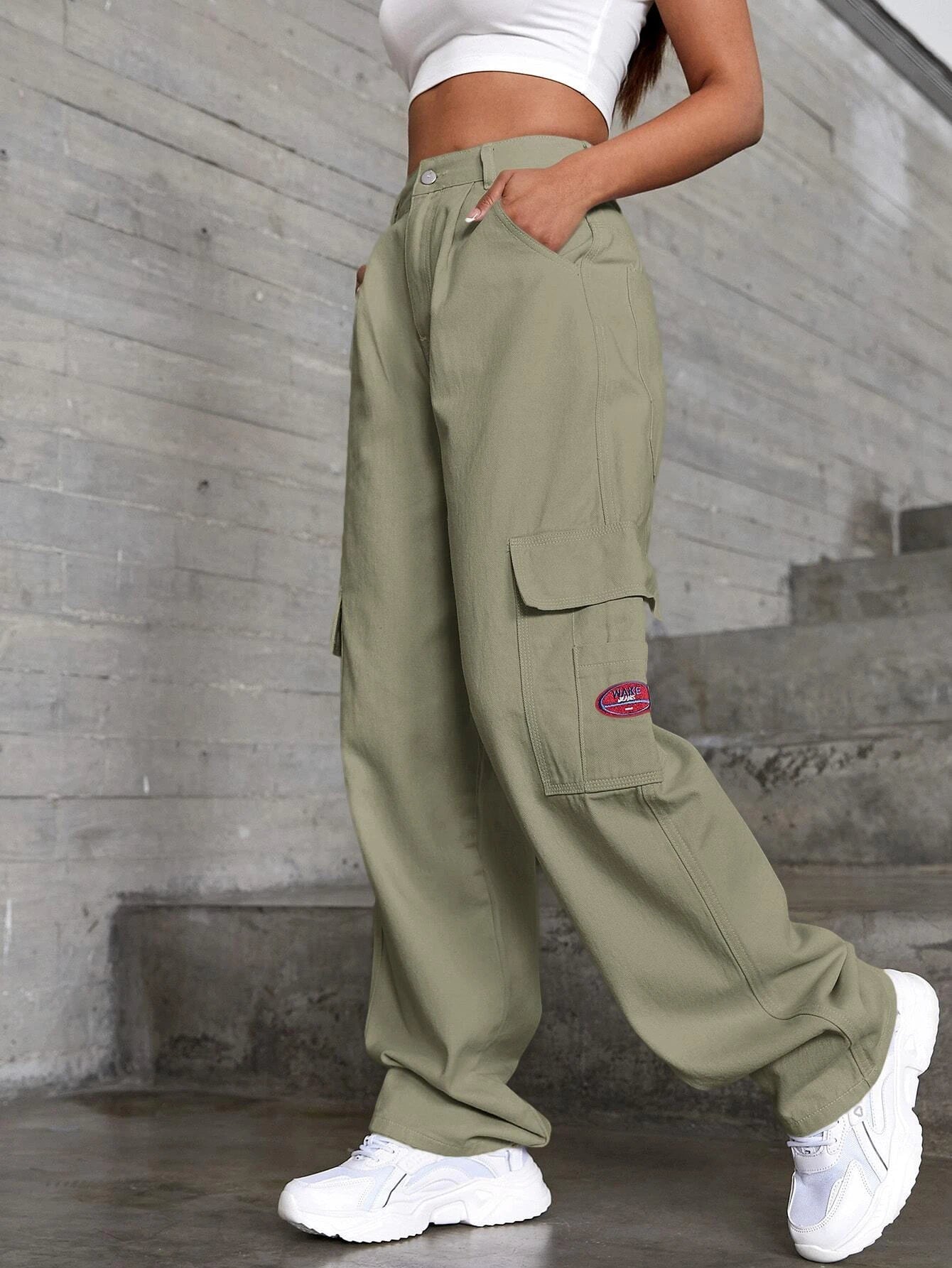 Denim High Waist Flap Pocket Wide Leg JeansDenim High Waist Flap Pocket Wide Leg Jeans - Image 37