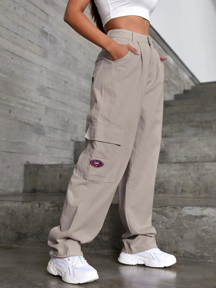 Denim High Waist Flap Pocket Wide Leg Jeans – lifestyle view 26