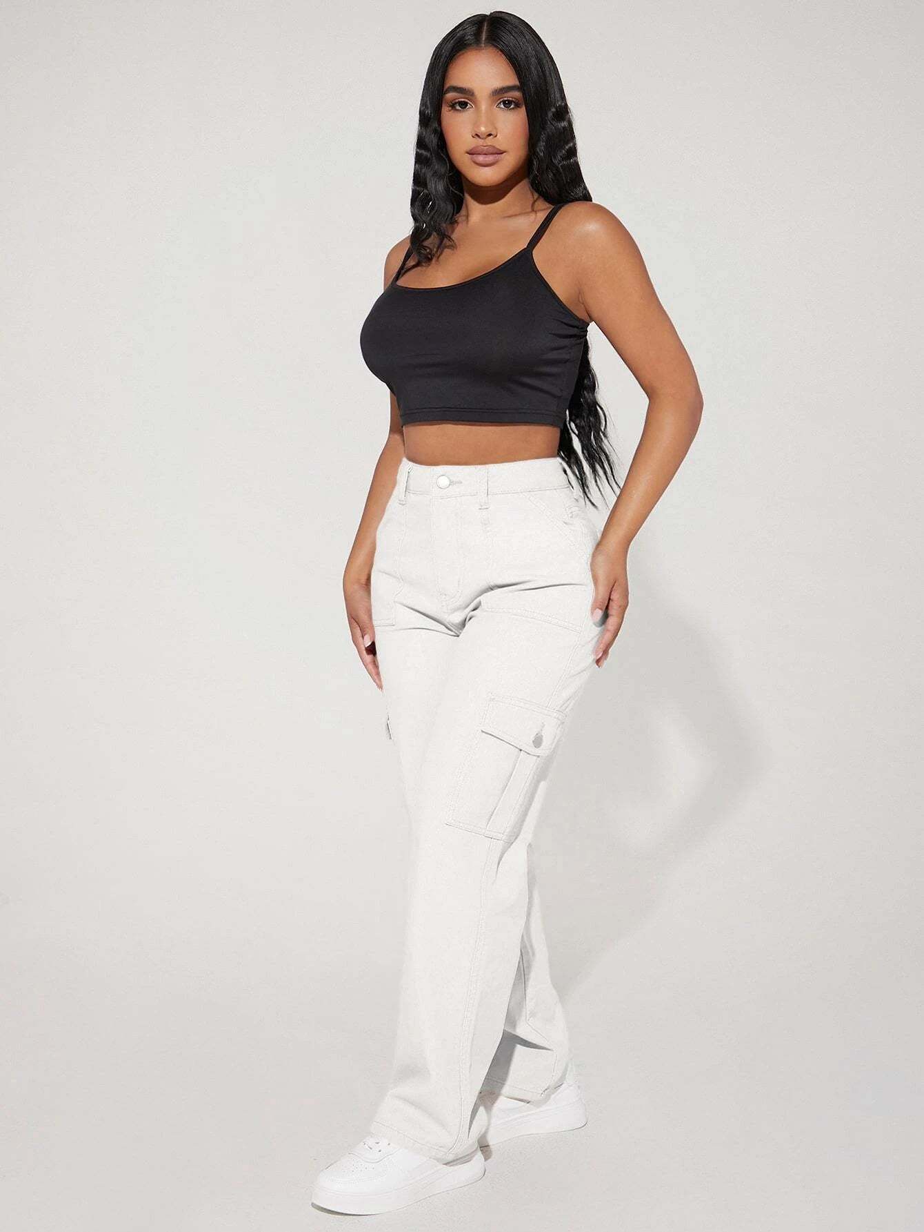 High Waist Straight Leg Cargo Pants