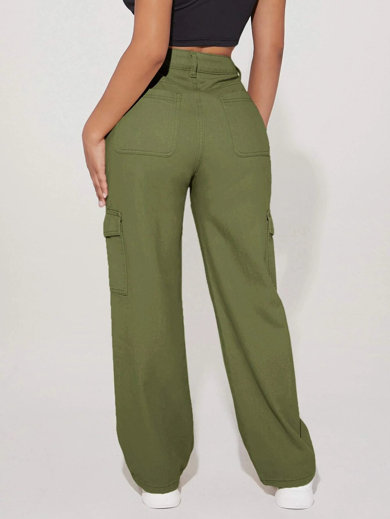 High Rise Flap Pocket Side Cargo Jean – side profile view