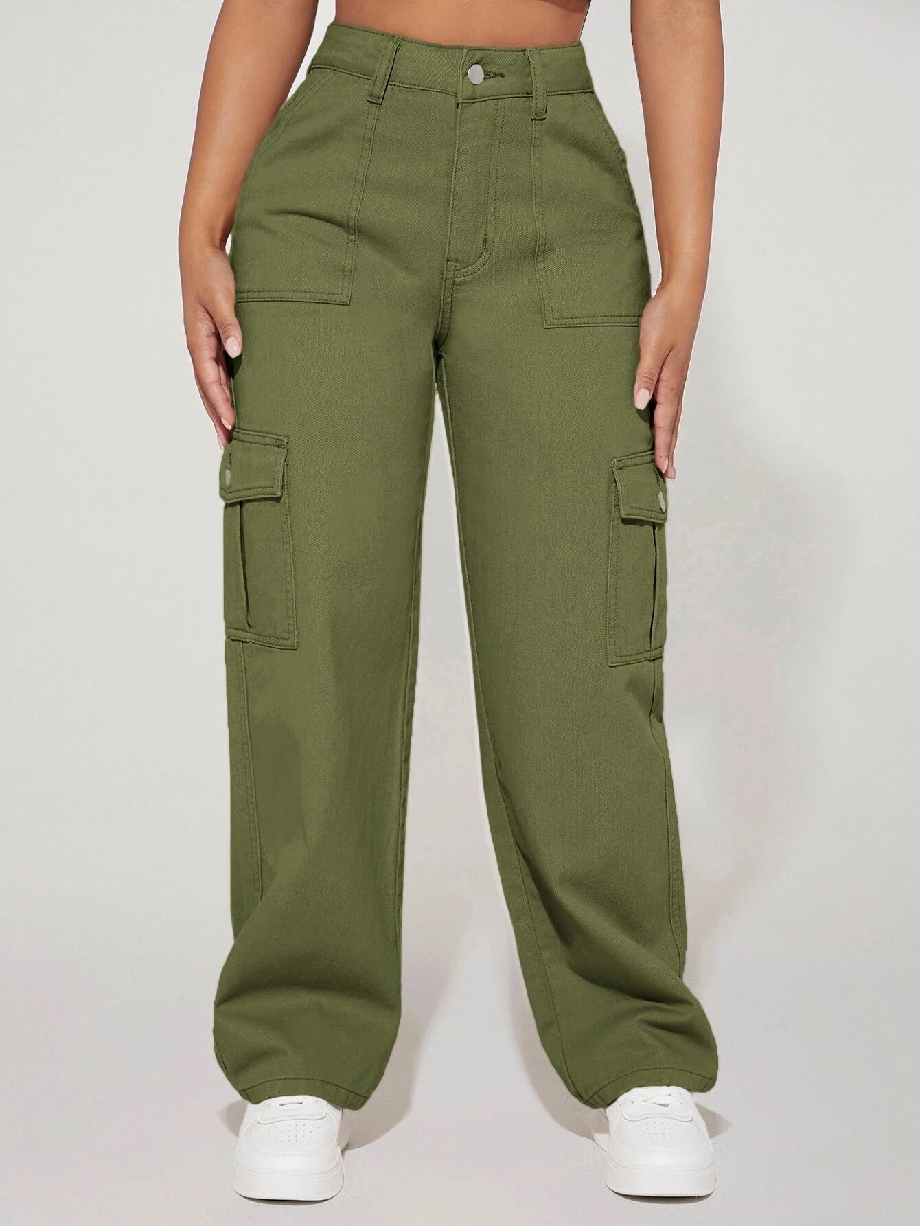 High Waist Straight Leg Cargo Pants – women's cargo pants front view
