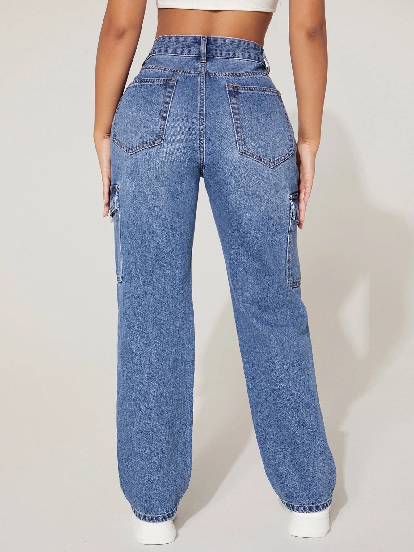 Single Button Cargo Jeans – styled outfit view