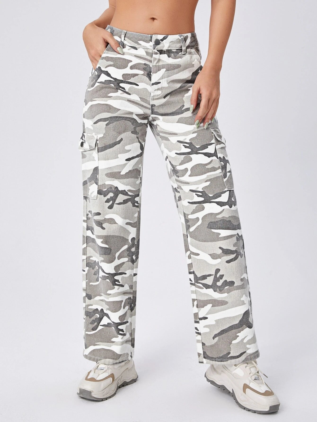 Camo Printed Cargo Jeans