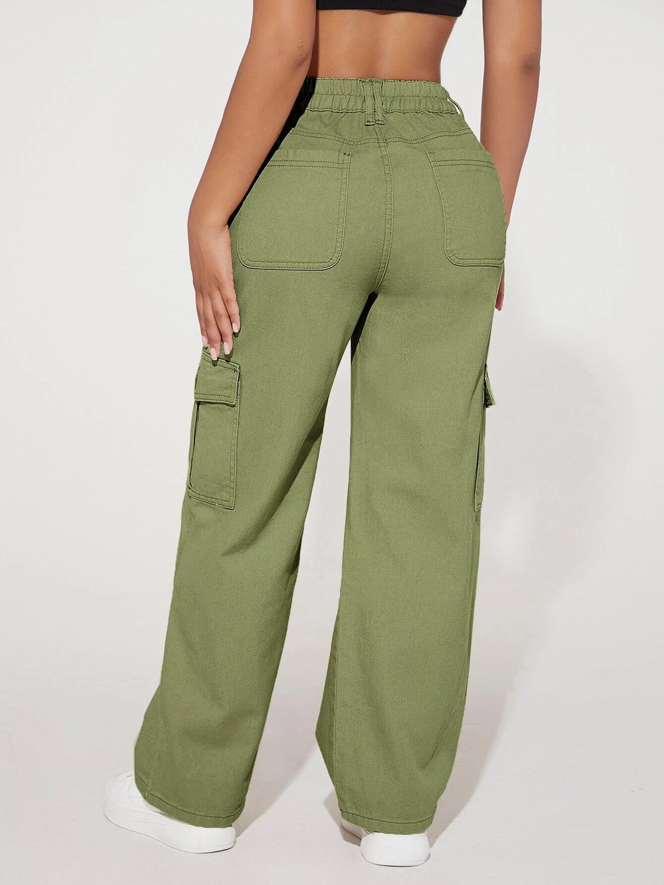 Flap Pocket Cargo Jeans – side profile view