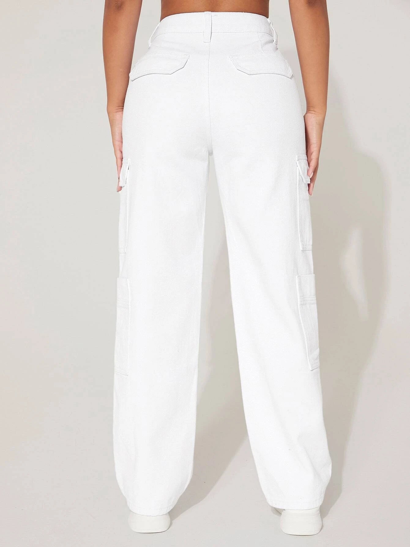 High Rise Flap Pocket Side Cargo Jeans – side profile view