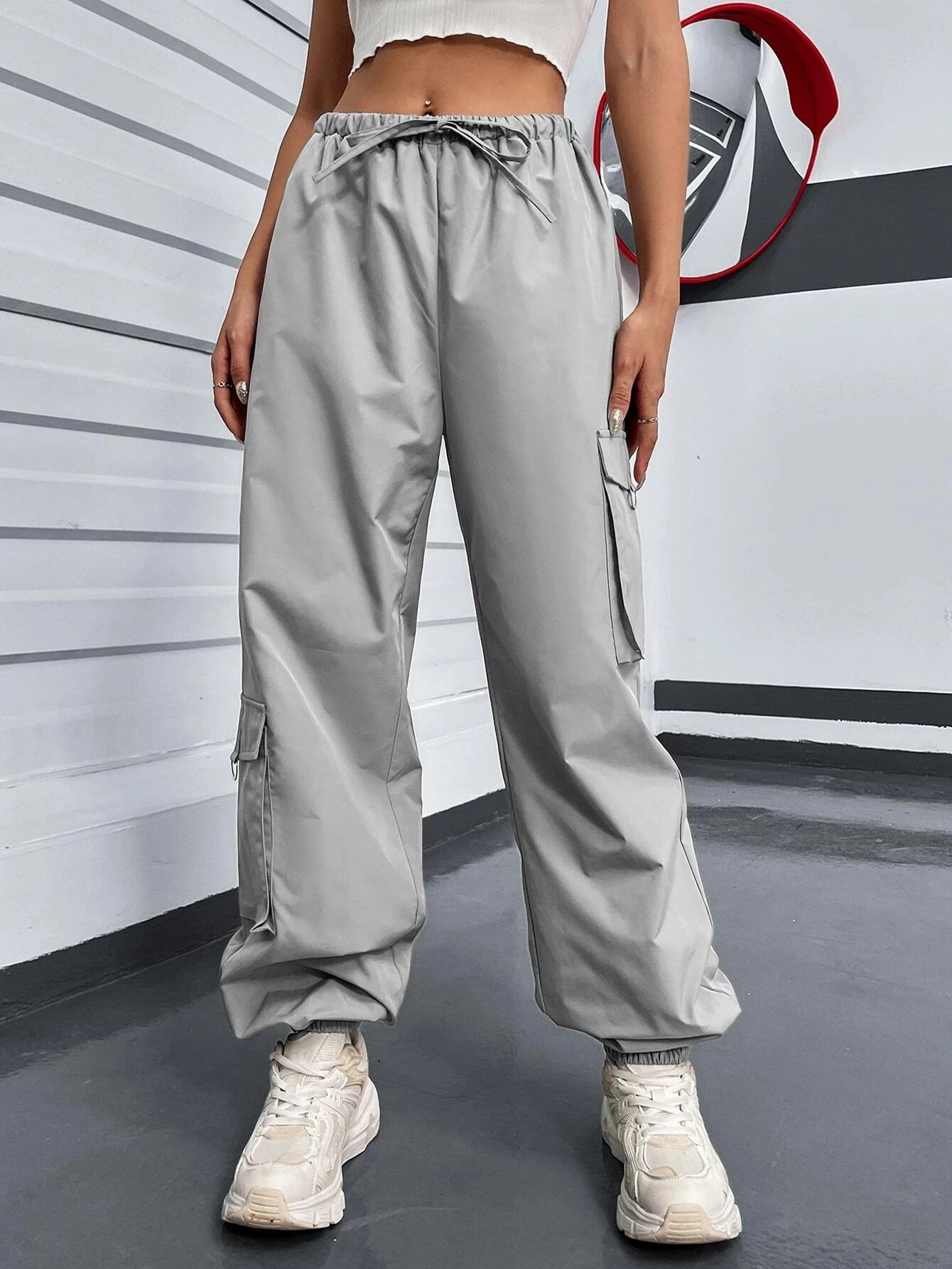 Drawstring Parachute Cargo Pant – women's cargo pants front view