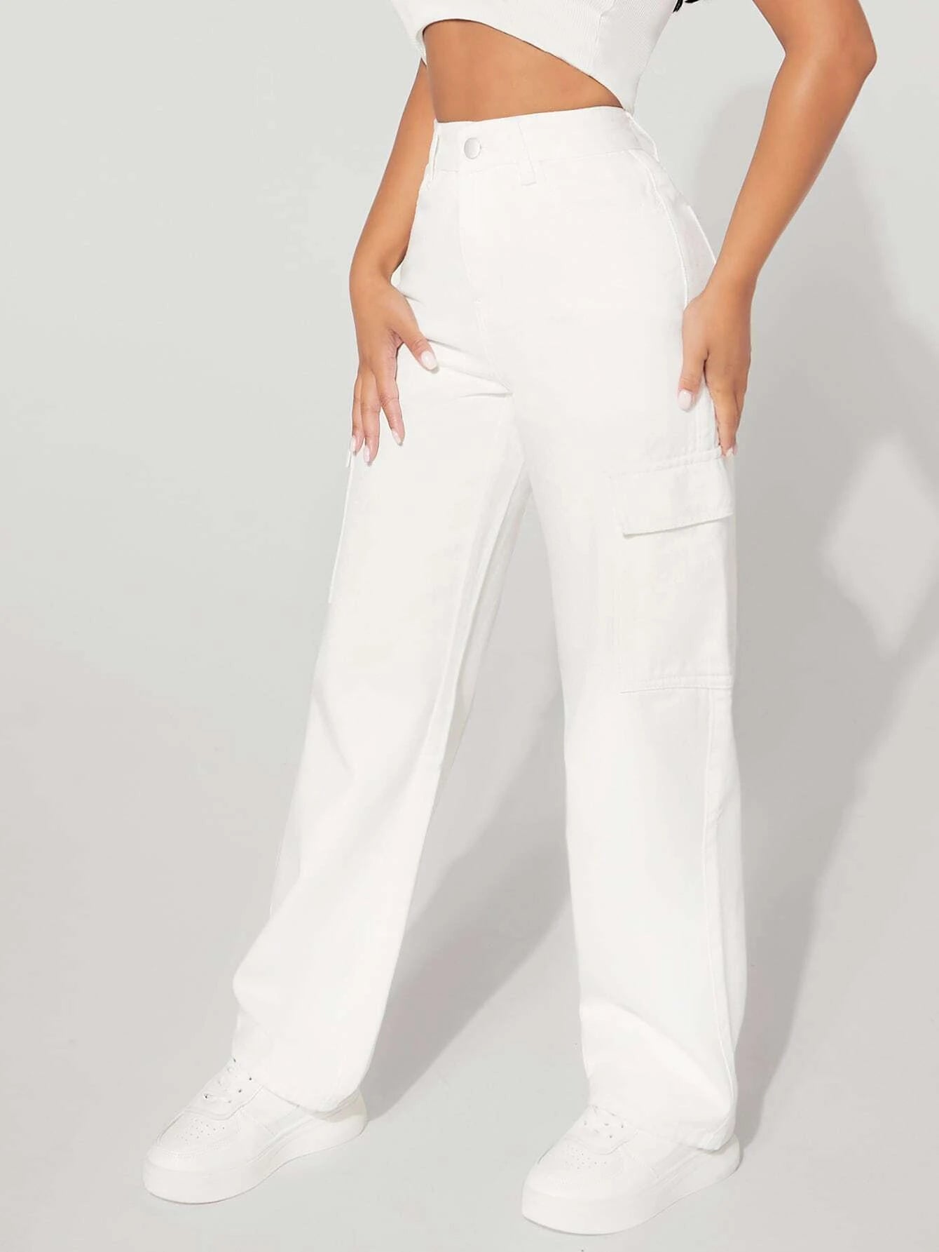 High Waist Flap Pocket Straight Leg Jeans – lifestyle view 21