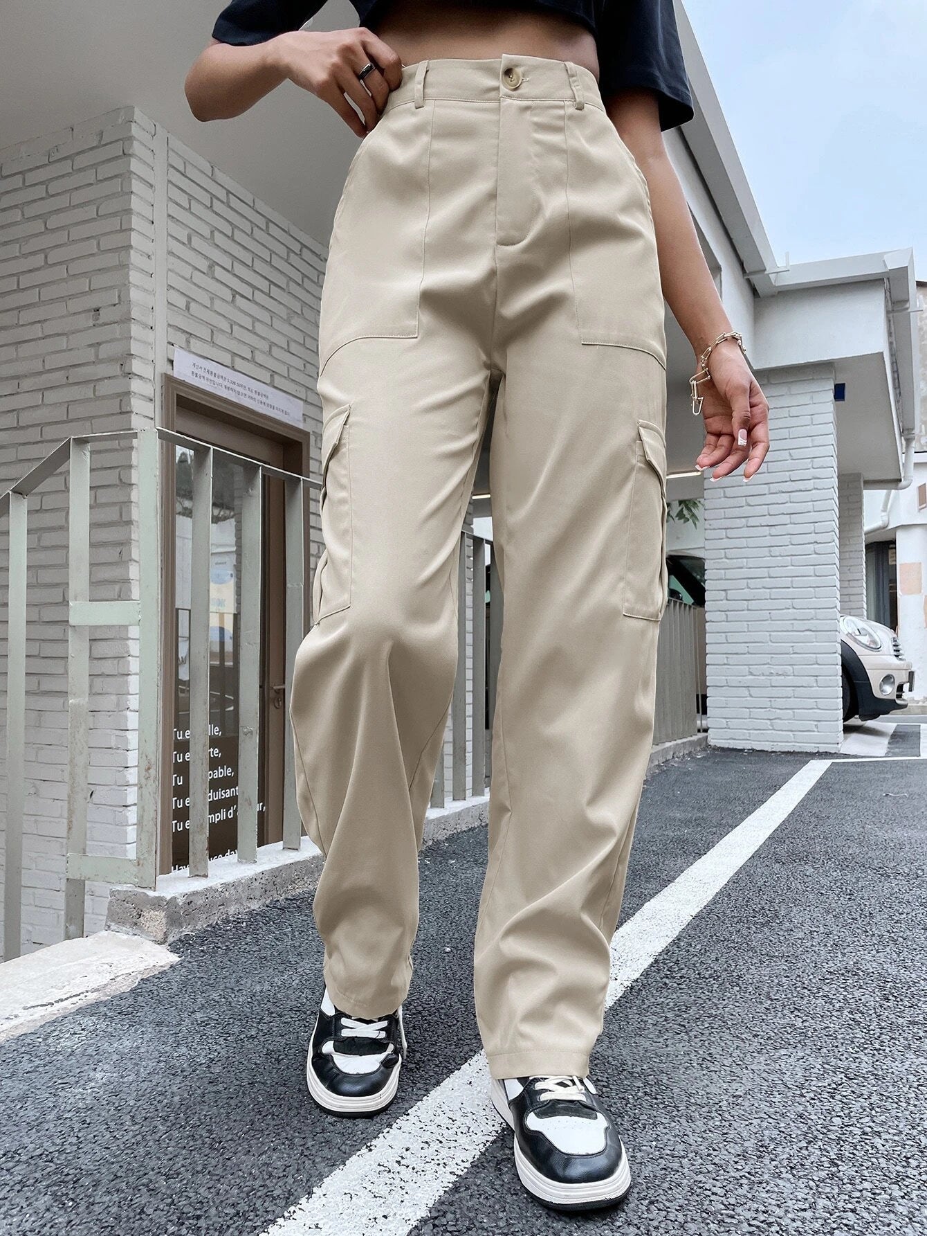 High Waist Flap Pocket Utility Pants – lifestyle view 13