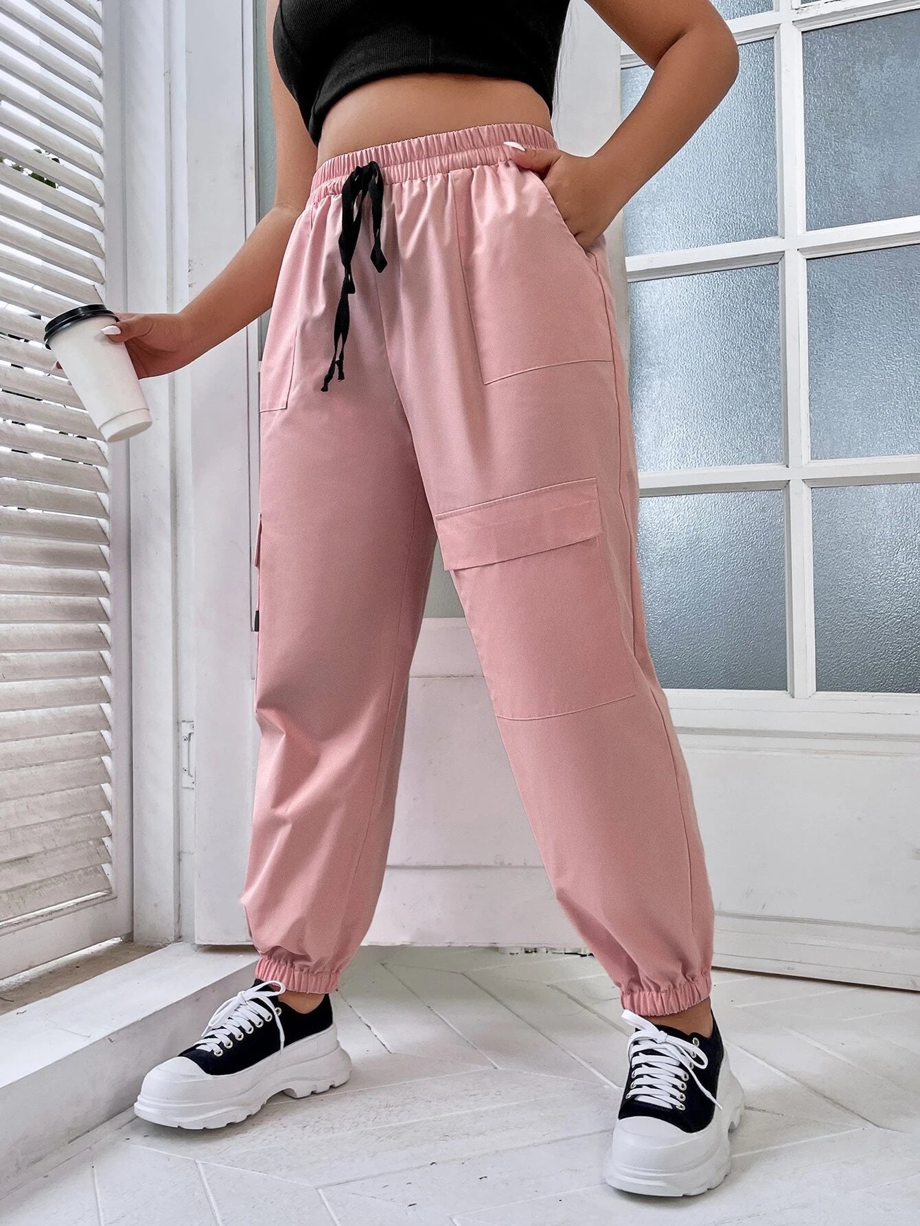 Adjustable Drawstring Cargo Pants – lifestyle view 12