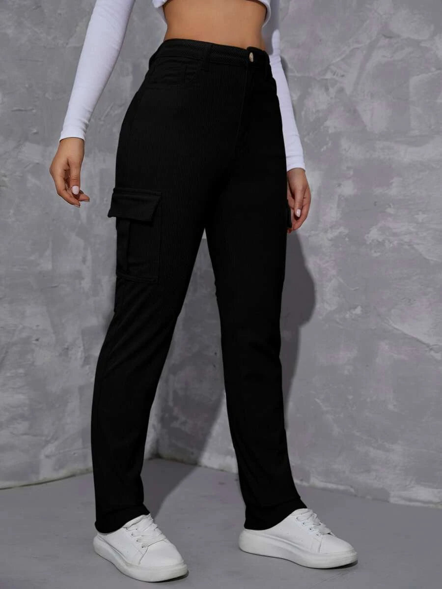 Casual Flap Pocket Corduroy Pants – lifestyle view 12