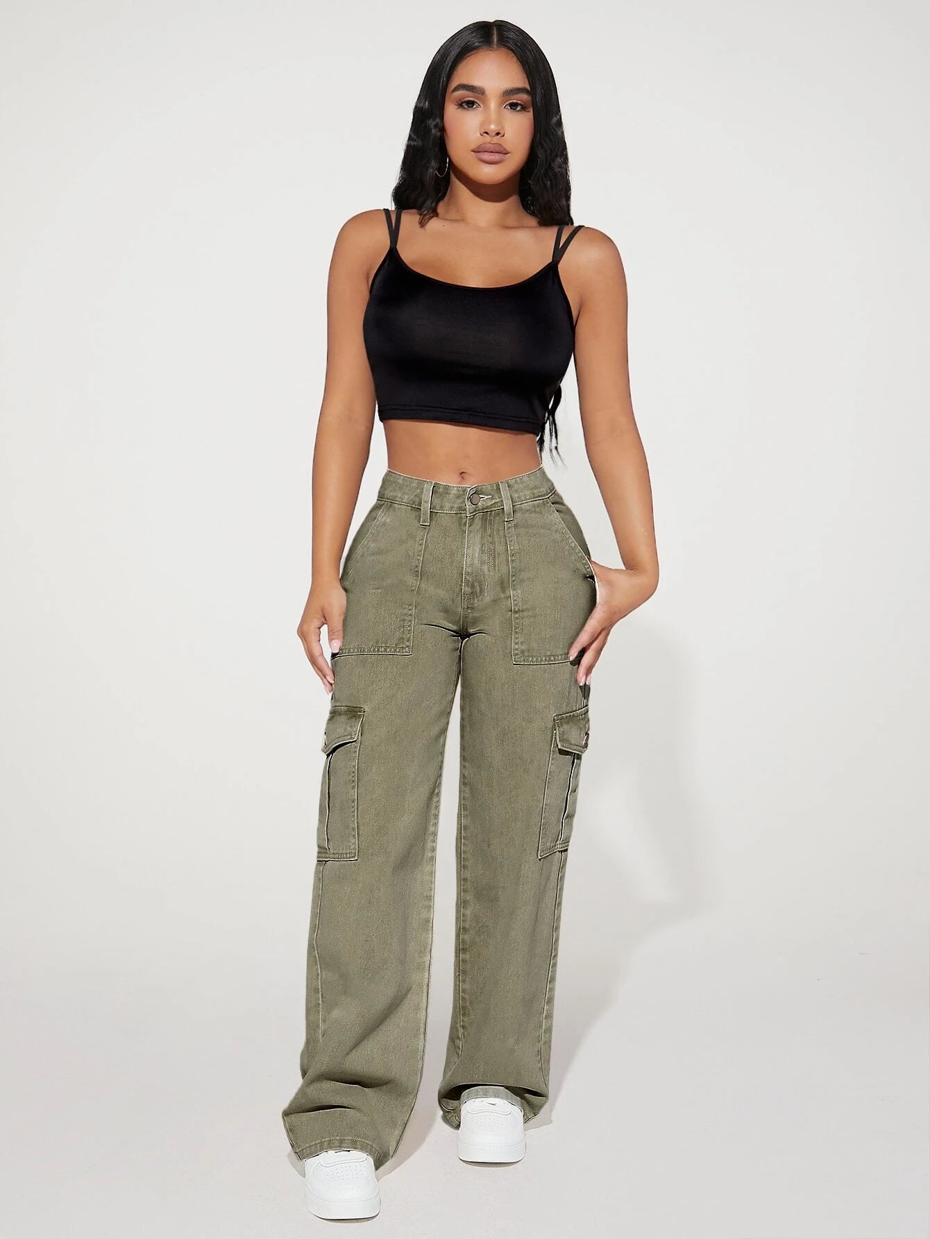 Plain Flap Pocket Cargo Jeans Style 2 – waistband detail