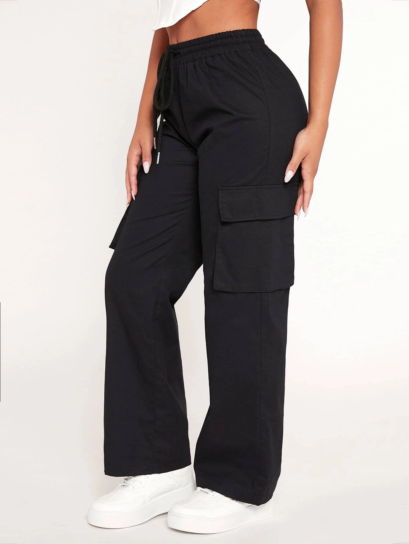 Drawstring Waist Flap Pocket Cargo Pant – waistband detail
