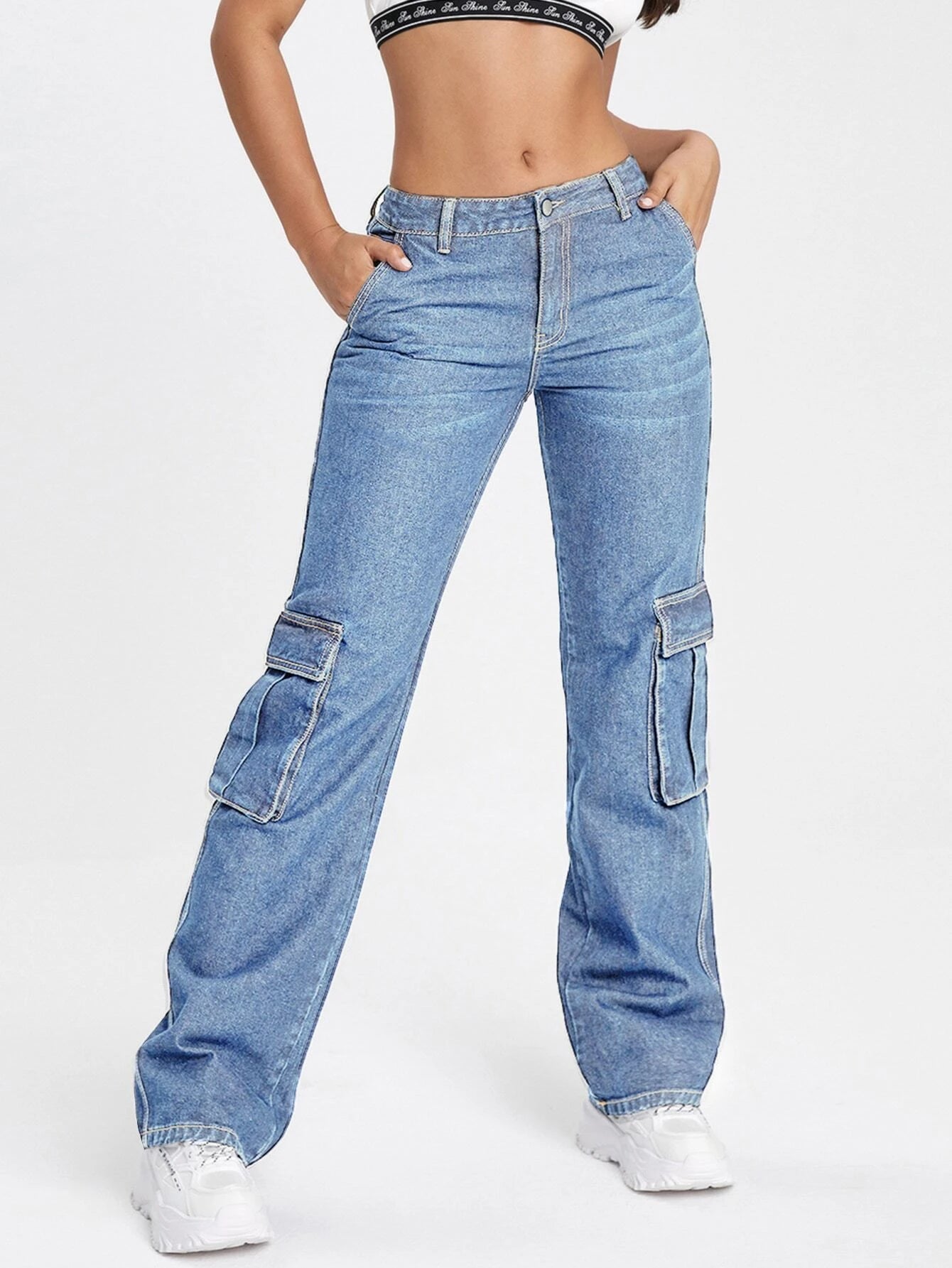 Drop Waist Flap Pocket Cargo Jean – lifestyle view 14