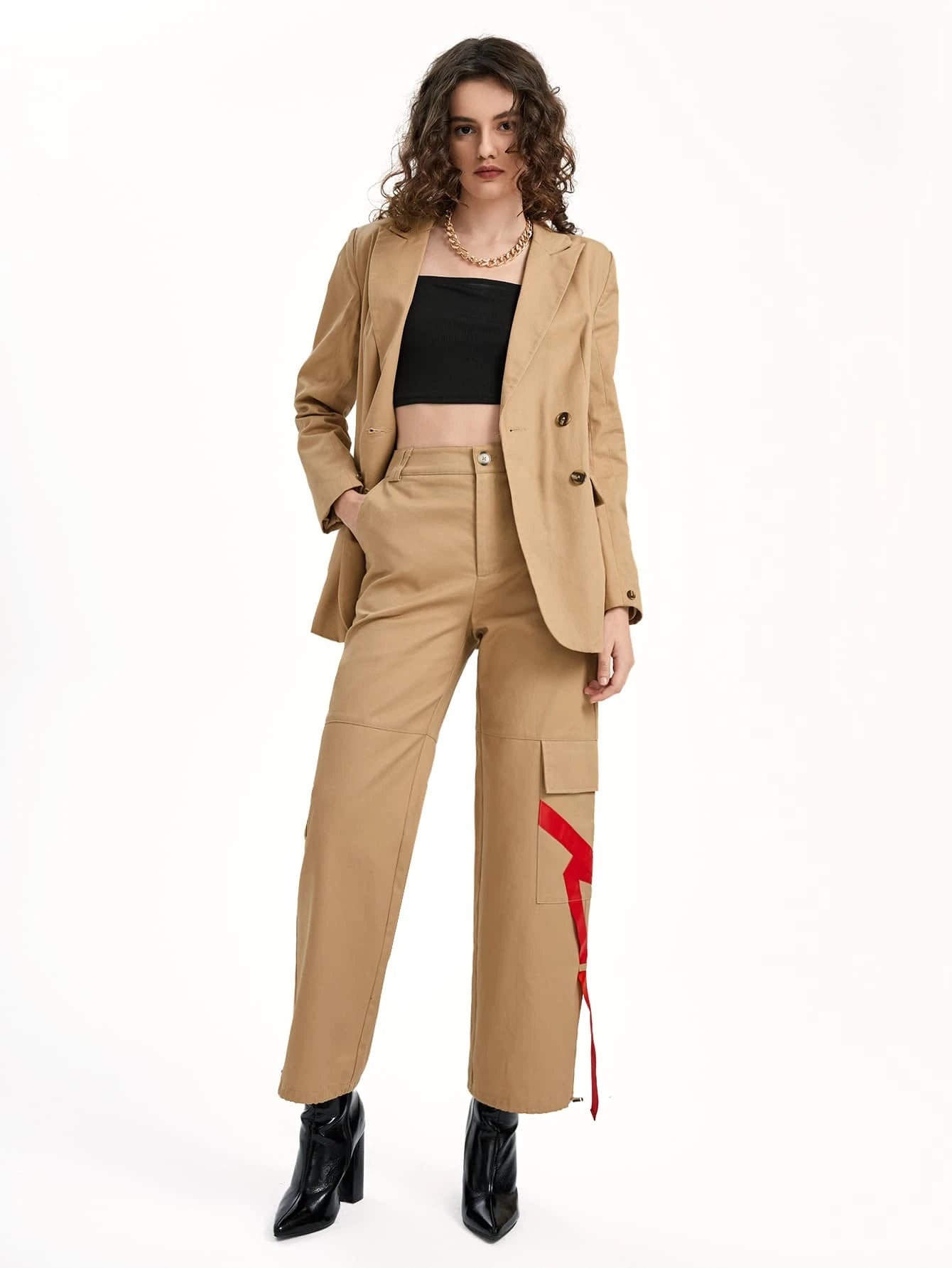 Zipper Fly Flap Pocket Cargo Pants – waistband detail