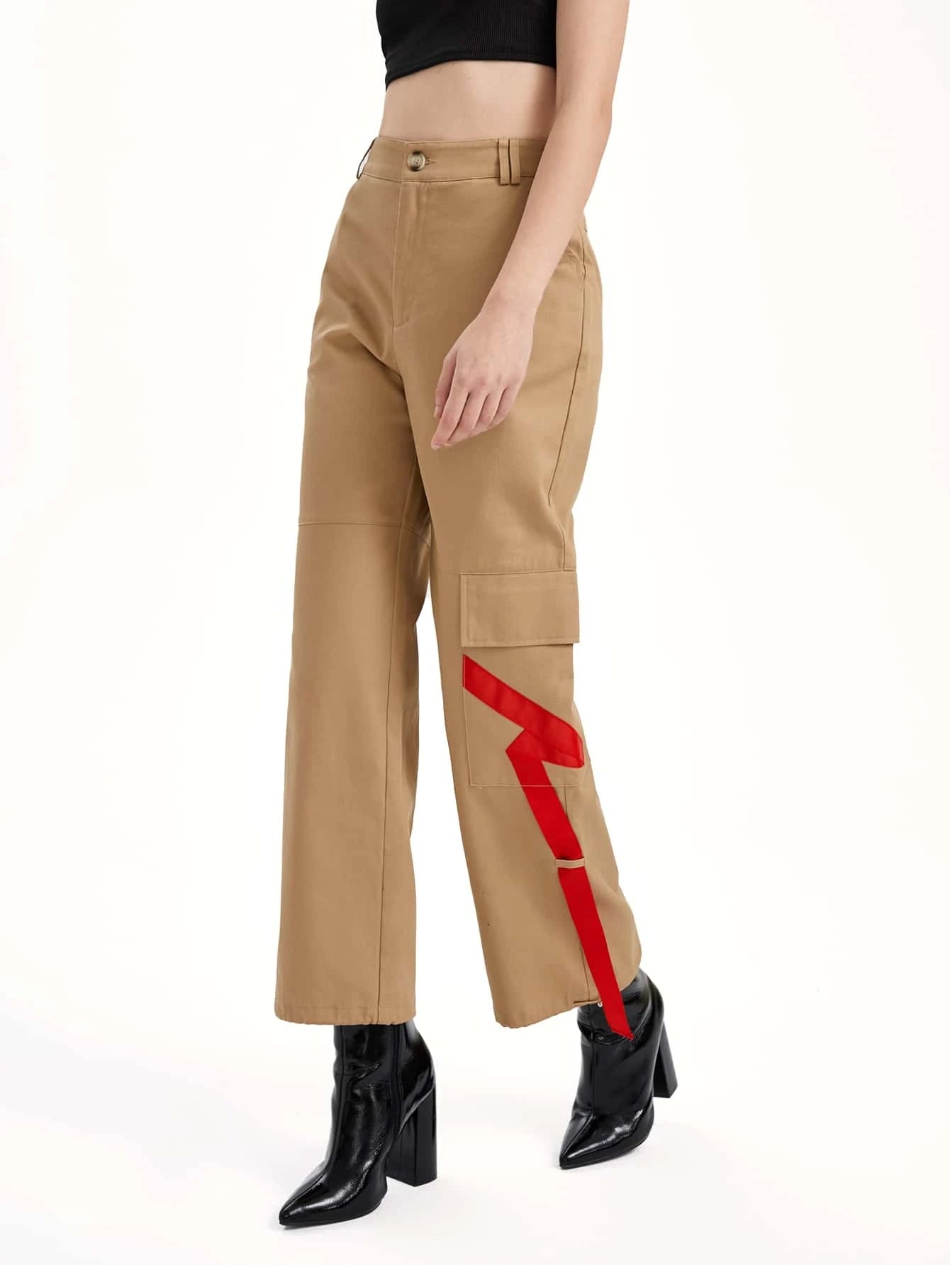 Zipper Fly Flap Pocket Cargo Pants – full length outfit view