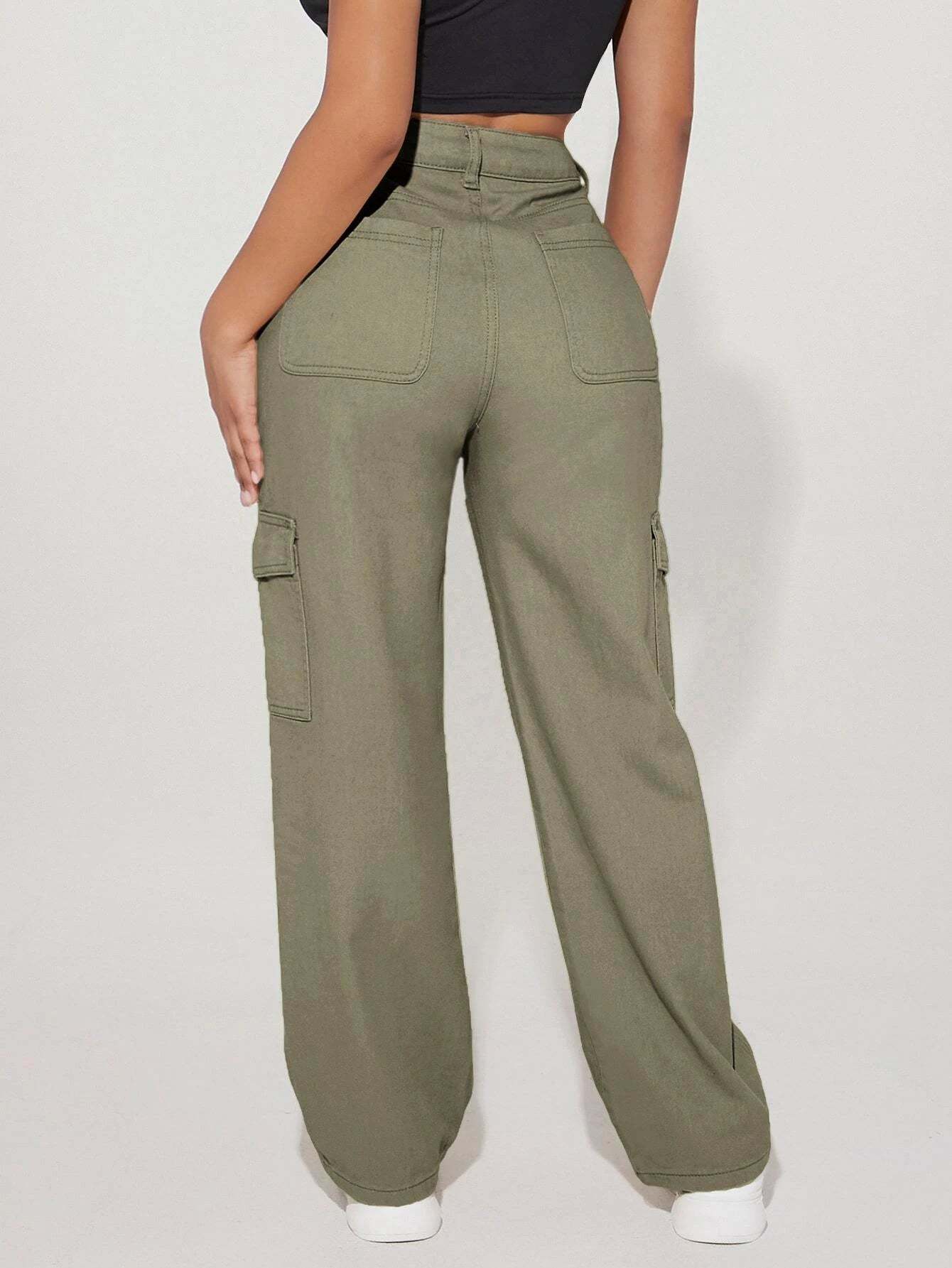 High Waist Straight Leg Cargo Pants