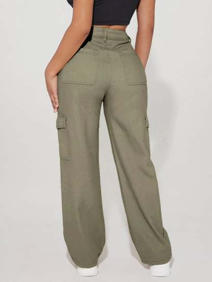 High Waist Straight Leg Cargo Pants