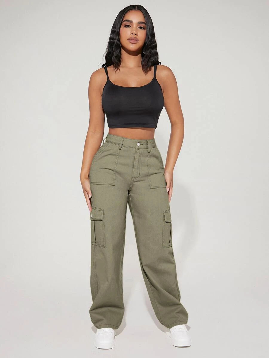 High Waist Flap Side Pocket Cargo Pants – lifestyle view 21