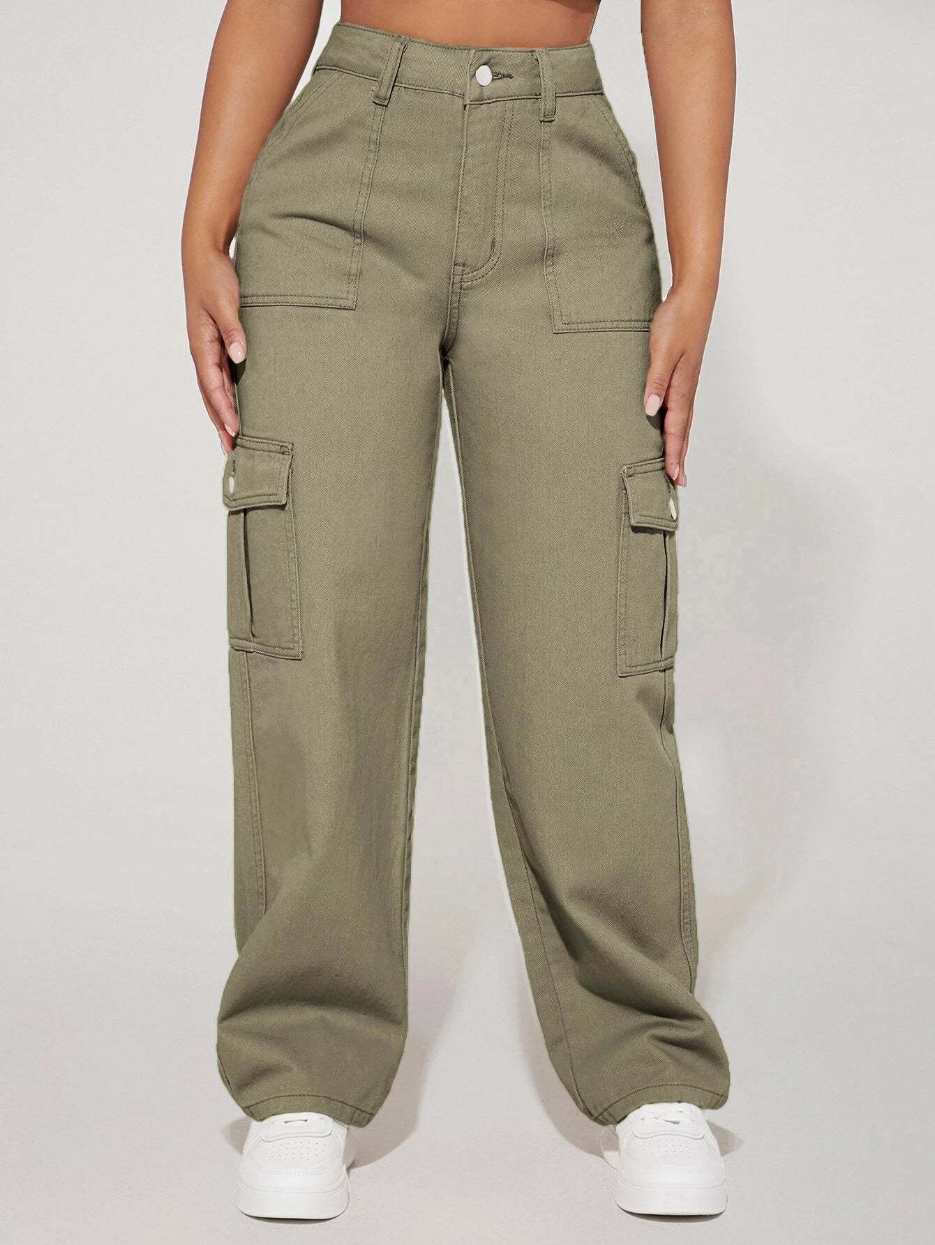 High Waist Straight Leg Cargo Pants