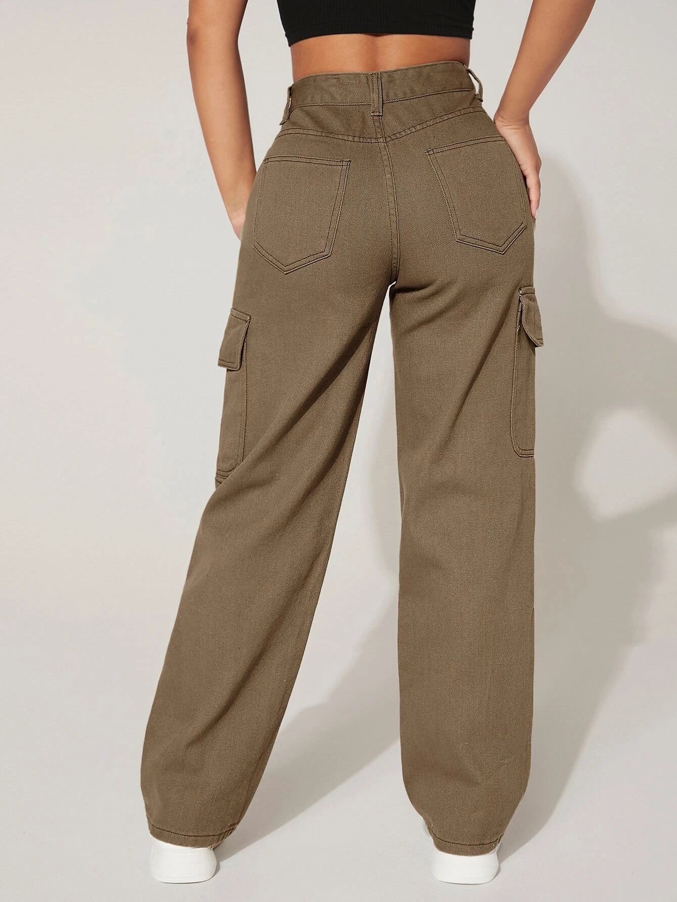 High Waist Functional Flap Pocket Cargo Jeans – lifestyle view 12
