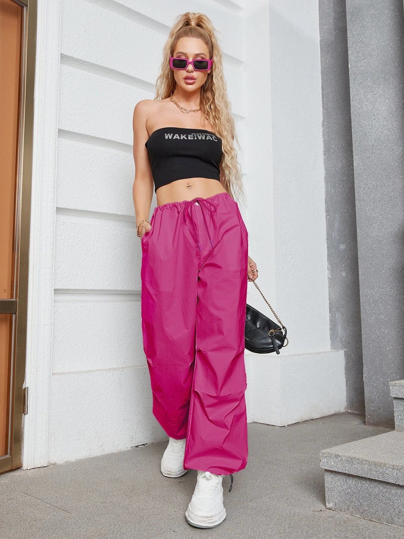 Oversized Drawstring Cargo Parachute Pant – lifestyle view 16