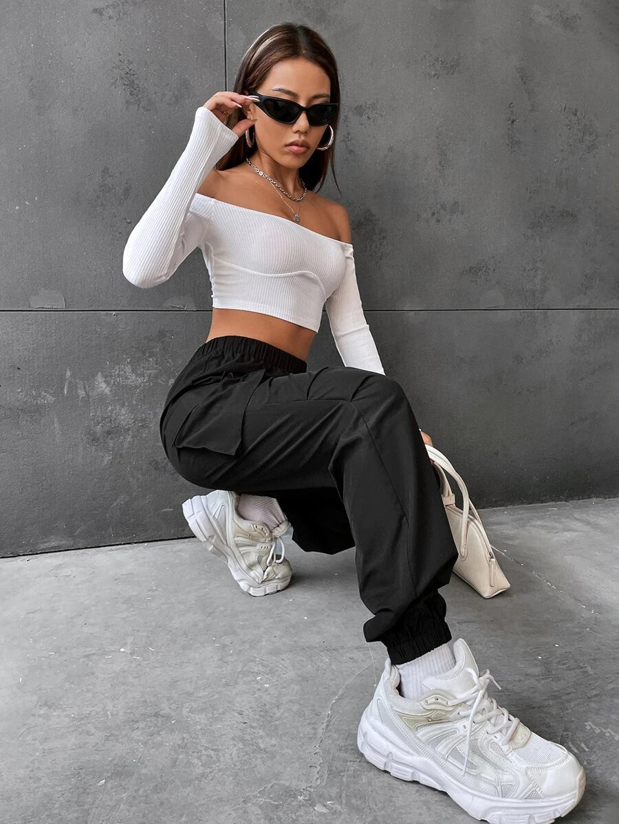 Casual Flap Pocket Side Jogger Pants – lifestyle view 34