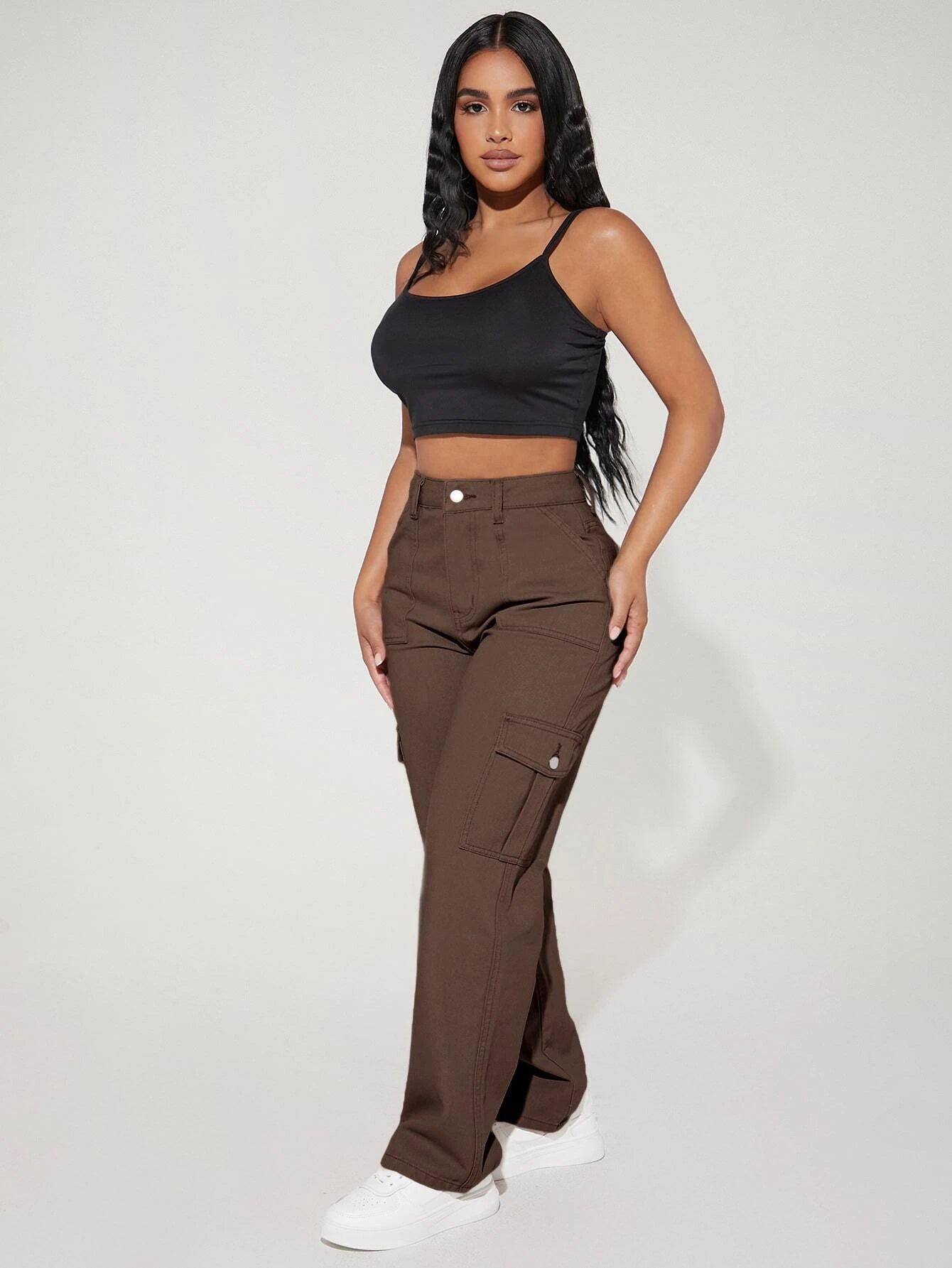 High Waist Straight Leg Cargo PantsHigh Waist Straight Leg Cargo Pants - Image 23