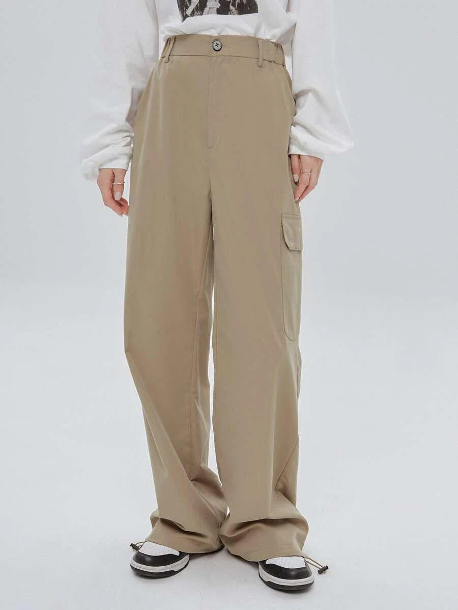 Casual Flap Pocket Drawstring Hem Cargo Pants – lifestyle view 19