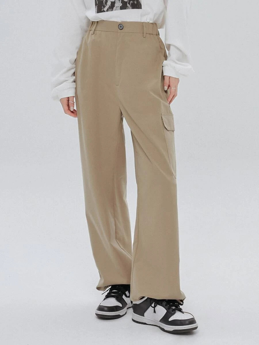 Casual Flap Pocket Drawstring Hem Cargo Pants – lifestyle view 22