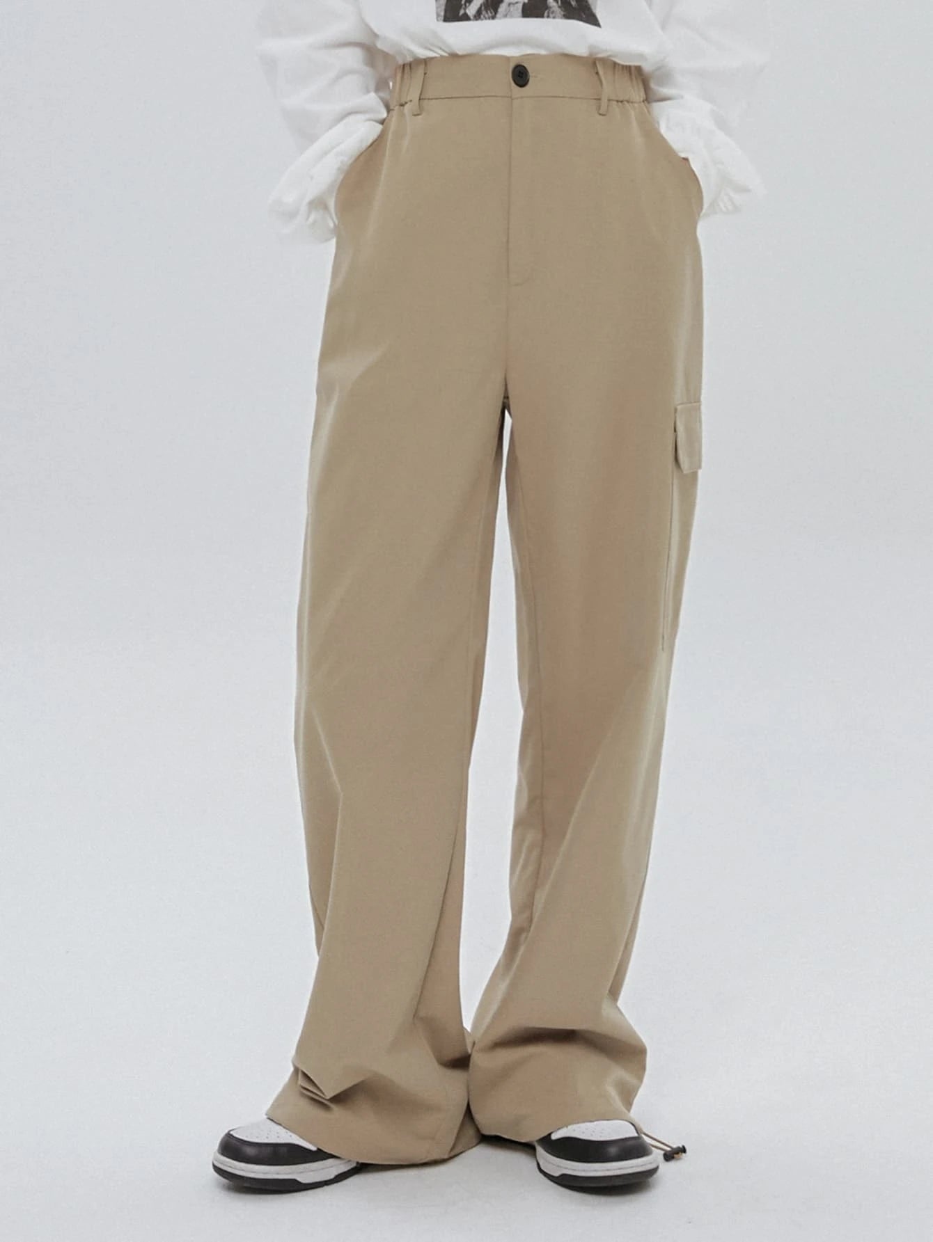 High Waist Non Stretch Cargo Pants – fabric detail close-up