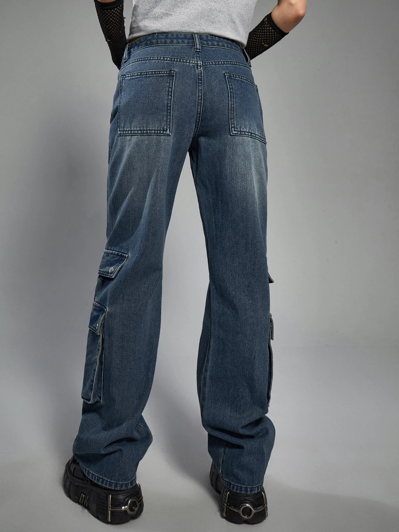 Punk Flap Pocket Cargo Jeans – side profile view