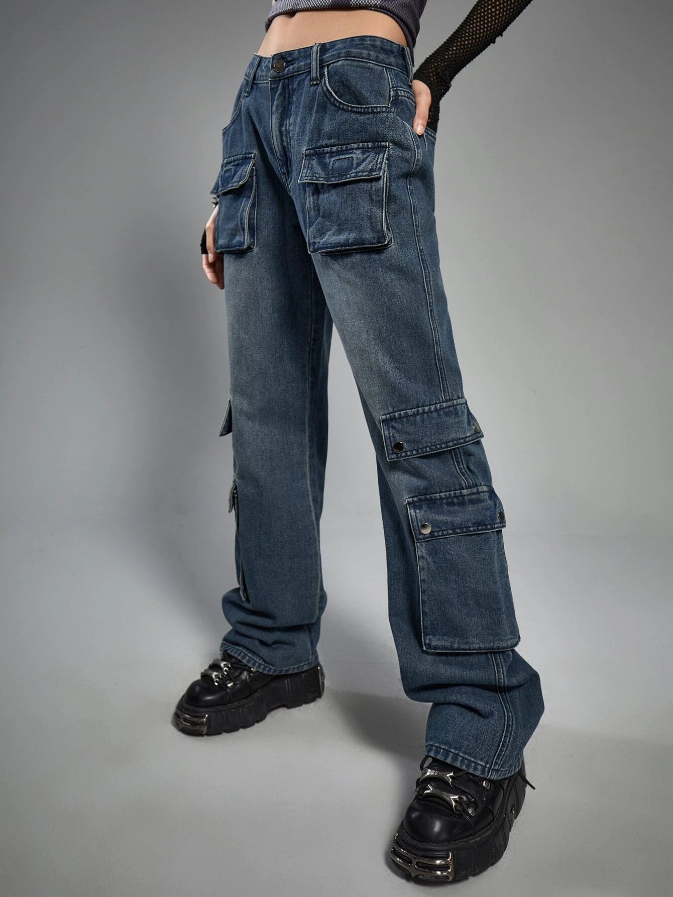 Punk Flap Pocket Cargo Jeans – back view detail