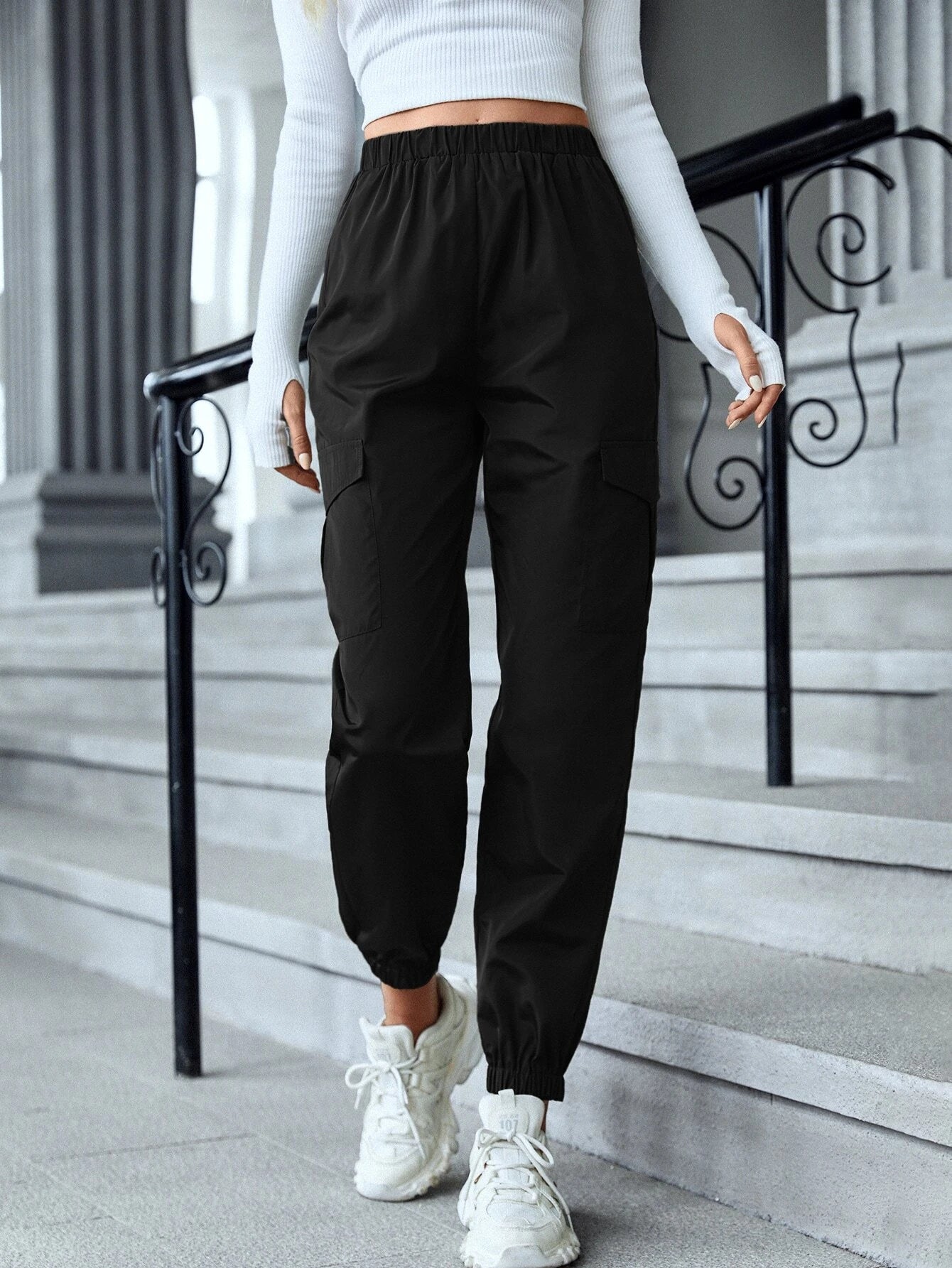 Regular Fit Pocket Cargo Pants – side profile view