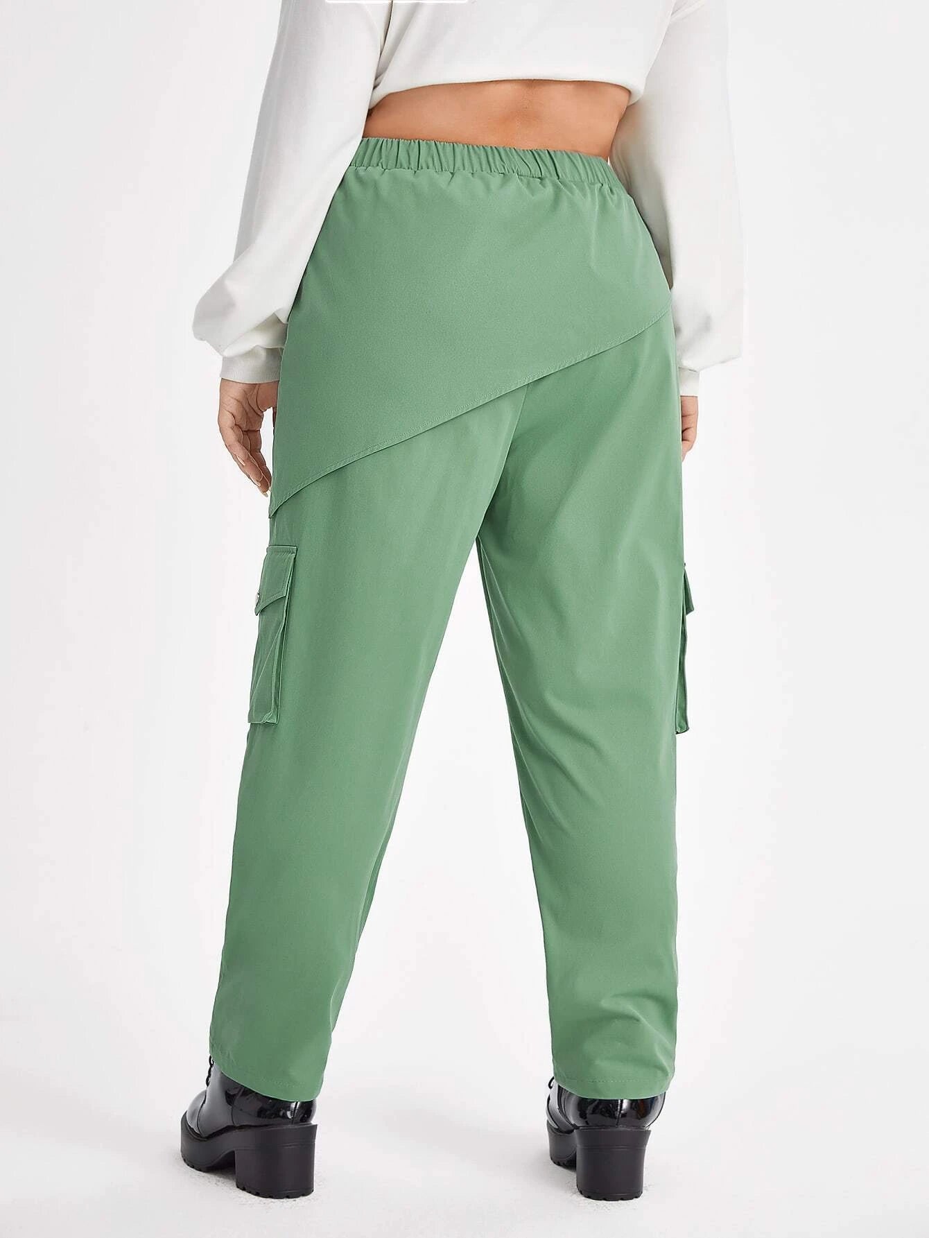 High Waist Flap Pocket Pants – side profile view