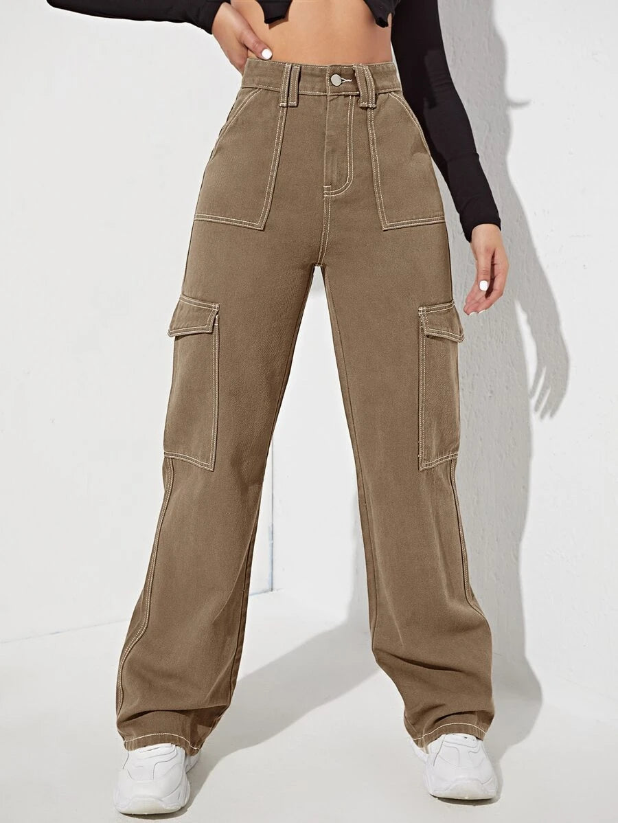 Trendy High Waist Side Pocket Jeans – back view detail