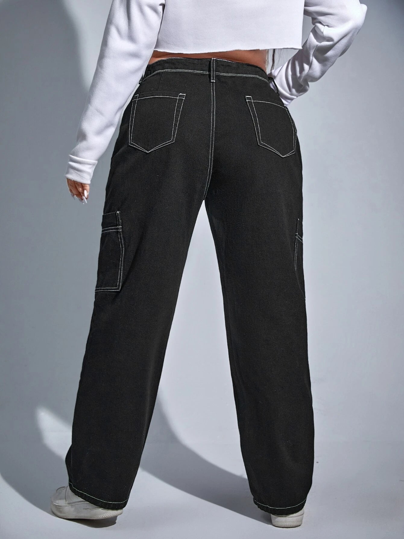 Wide Denim Jeans – side profile view
